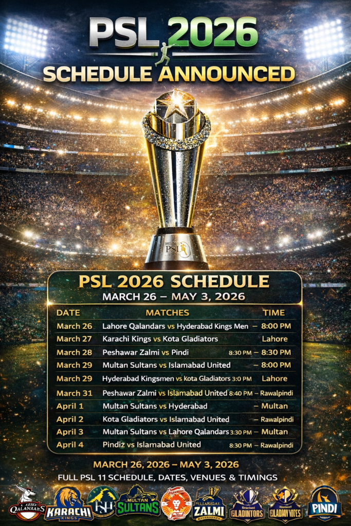 PSL 2026 Schedule Date