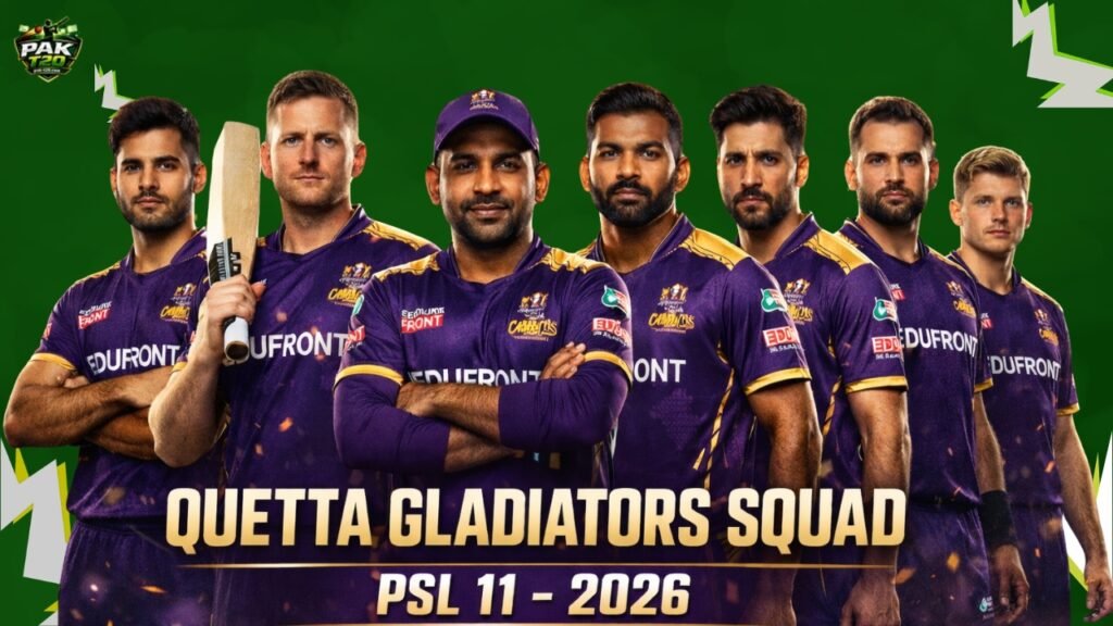 Quetta Gladiators – Owner, Captain, PSL Titles, Squad, Sponsors & Kit