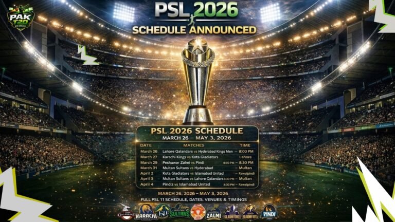 PSL 2026 Schedule Announced – Complete PSL 11 Schedule, Dates, Venues and Match Timings