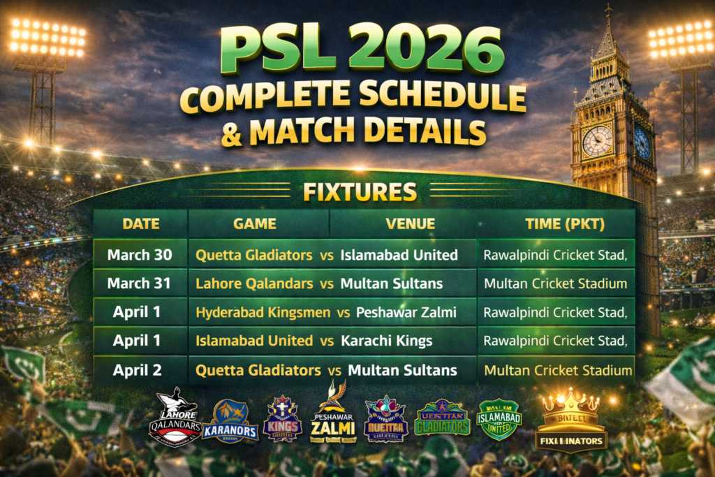 PSL 2026 Complete Schedule